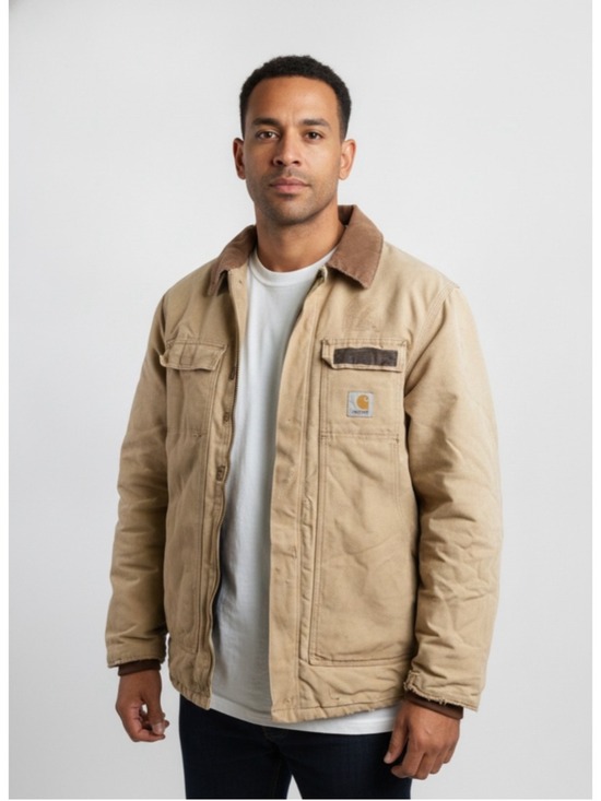 Carhartt Other - Carhartt Duck Work Jacket Corduroy Collar Blanket Lined Large
